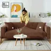 Brązowa pokrywa narożna Sofa Sofa Leunge Anti Cat Scratch do salonu Aksamitna elastyczna kanapa S 211207