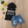 2PCS幼児の子供の男の子服ハーディTシャツトップスジーンズショーツパンツ兄弟服セットベビー039S衣類X07199109447