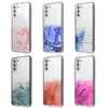 Étuis antichoc de paillettes de style marbre pour Samsung Galaxy S21 Plus S20FE S20 Note 20 Ultra A32 A52 A72 A21S A31 A51 Couverture arrière en acrylique transparent