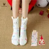 coral fleece gift box socks winter thick cartoon embroidery landing Christmas socks Santa Claus warm socks free delivery 211204