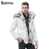 Batmo inverno de alta qualidade pato para baixo jaqueta homens casaco parkas liner espesso masculino roupas quentes coelho colarinho, além de tamanho 828 210819