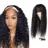 Kinky Curly Headband Paryker för Afro Black Women 28 tums Human Syntetiskt Hår Ombre Lycklig Paryk med Head Band av Fashion Iconfactory Direct