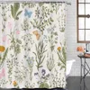 Shower Curtains Floral Pattern Herbs and Wild Flowers Engraving Style Colorful Victorian Shower Curtain Waterproof R230830