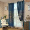 Curtain & Drapes Custom Hollow Embroidered Chenille High-class Living Room Blue Cloth Blackout Valance Tulle Panel C440