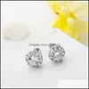 Other Earrings Jewelry Solid Sterling Sier S925 Stud Simple Sweet Sun Flower Ear Female White Gold Wedding Ew08 Drop Delivery 2021 I4Sif