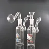 Two functions Mini glass bbeaker bongs Bubbler Ash Catcher Hookahs recycler dab Oil Rig with smoking bowl and glass oil burner pipes