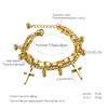 Braccialetti con ciondoli Braccialetto di gioielli in oro di lusso Catena multistrato Perline incrociate Acciaio inossidabile Per donne Pulseras 2021