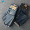 W36 West American Style Höst Mode Denim Pant Tunga Vintage Jeans Män Högkvalitativ Tvättad Retro Lös Casual Byxa 210716
