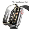 Plating beschermende gevallen voor Apple horloge Iwatch-serie 6 5 4 3 2 1 met gehard glas schokbestendig deksel
