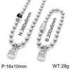 Mode Vrouwen Mannen Zilveren Kleur Goud Rvs Ronde Lock Key Hart Uno de 50 Bal Bead Armband Ketting Sieraden Sets 210320