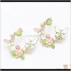 Charm Jewelry Drop Delivery 2021 Moda creativa Lega Olio gocciolante Fiore di perle Orecchini a farfalla personalizzati Dolce ragazza Cuore Artistico E