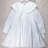 Sweet Peter Pan Collar Camisa Camisa Vestido Primavera Solta Solta Vestidos Vestidos Fresco Moda Cute Preppy Style Vestidos 210514