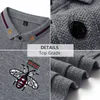 Designer nouveau polos à manches longues hommes décontracté couleur unie marque d'affaires coton abeille broderie vêtements pour hommes