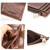 Korthållare äkta läderhållare Slim Wallet Men with ID Window Mini Coin Purses 1030