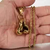 Collana da uomo in acciaio inossidabile 316L placcato oro guantoni da boxe con pendente collana di gioielli regalo collane a catena con corda2223