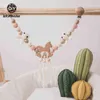 Baby Toy Wooden Pram Clip Mobile Personalize Silicone Bead Pacifier Chain Chewable Rattle Teether 211106