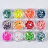 Nail Art Pailletten Glitzer Dekorationen 12 Farben 3D Shell Papier Rautenförmiges Pfirsich Herz DIY Nägel Aufkleber Tipps Set Kit Tools