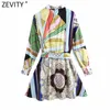 Kobiety Vintage Kolor Dopasuj Łańcuch Print Saste Satin Sukienka Kobieta Chic Breasted Casual Line Kimono Vestidos DS8114 210416