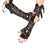Sporthandskar 25# Kvinnor Fashion Lace Bandage Strap Long Ribbon Party Glove Adult Half-Finger Ceremonial Ball Mitten