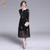 Womens elegante vestidos de renda casual trabalhos festas finos fios de ouro bordado sexy oco out vintage vestidos 210520