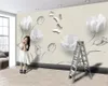 Custom Any Size 3d Flower Wallpaper Fashion Simple Tulip Butterfly Living Room Bedroom Kitchen Home Decor Wallpapers Mural Wall Co1912