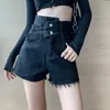 Surmiitro denim shorts kvinnor est sommar koreansk stil svartblå mode hög midja kvinnliga korta byxor jeans 210714