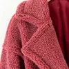 Women Faux Fur Thick Warm Long Coat Winter Teddy Fleece Jacket Double Breasted Sleeve Loose Outerwear Casual Casaco Femme 210531