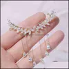 Charm Earrings Jewelry Korean Trendy Bling Zirconia Wing Tassel Earring For Women Aaa Transparent Zircon Temperament Shining Stud Pendant Gi