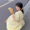 6色oネックパフスリーブホワイトドレス女性ルーズスウィートソリッドシックな韓国のファッション気質夏の服カジュアルvestido 210610
