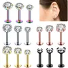 Autre 1pc acier oreille Cartilage Tragus Helix Piercing Labret lèvre goujons anneau filetage interne 16g 6/8/10mm bijoux de corps