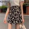 コロバフ夏の新しいプリント女性のスカートプレッピースタイルハイウエストストリートウェアムヤルファルダ韓国のシックな甘い女性スカート210430