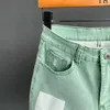 Green Denim Curto Homens Curtas Verão Calças de Jeans Casuais Marca Clássico Buraco Buraco Rasgado Shorts Bermudas 210712