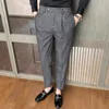 Winter Business Dress Pants Men Elastic Waist Slim Fit Office Social Trousers Office Social Casual Suit Pants Grey Costume Homme 210527