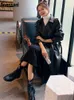 nerazzurriスプリング黒い女性向けの女性用長い袖のゆるい韓国のファッション服210923