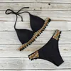 Menas de banho feminina Sexy Patchwork Triangle Swimsuit Plus Size Bathing Suit de biquíni Halter Up Bikini Set Women Women Nating Biquini