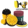 10 13st Electric Drill Brush Scrub Pads Grout Power Drills Scrubber Rengöring Borste Tube Cleaner Tools för Carpet Glass Car Clean 210329