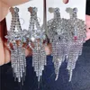 Diamenty Długie Tassel Dissions Eardrop Claw Łańcuch Damski Kolczyki Boutique Żeński Biżuteria Super Flash Rhinestone Mieszana partia