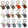 DHL Leopard Imprimir PU Bracelete De Couro Keychain Favor Favor Cartão de Crédito Carteira Chaves Borlas Chaves Anel Handbag Lady Acessórios EE