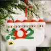 Dekoracje świąteczne świąteczne dostawy Home Gardenchristmas ornament DIY powitanie bałwan z maską pandemic xmas drzewo wisiorek socjalny dist