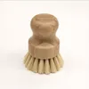 Handheld Wooden Brushes Round Handle Pot Brush Sisal Palm Dish Bowl Pan Cleaning Tool Kitchen Chores Rub Cleaner DH7855