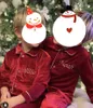 Children Velvet Sleepwear Red Pjs Santa Pyjamas For Embroidery Kids Christmas Sleep Suit Boys Night Wear 211109