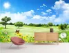 Wallpapers CJSIR Custom 3d Wallpaper Mural Blue Sky White Clouds Tree Flowers Butterfly TV Sofa Landscape Wall Papers Home Decoration