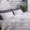 Sängkläder uppsättningar vit tufted polka dot mönster duvet täckning (2-3 uppsättningar) sovrum fyra säsonger mjuk tvätt mikrofiber chenille