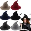 Sombrero de bruja tejido para niños viejos a la moda, sombreros de ala ancha con aguja de Halloween, gorro de pescador tejido fino para mujer, gorros mágicos 4157576