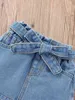 Jupe en denim avec ceinture et poche en biais pour bébé SHE