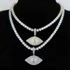 Iced Out Bling 5A Sparking Cz Zirkonia Lucky Evil Eye Hanger Kettingen Vrouwen Mannen Tennis Chain Kralen Ketting Sieraden 210331239370474