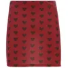 OMSJ Red Velvet High Waist Skirt Summer Streetwear Heart Print Zipper Sexy s Womens Split Side A-Line Mini 210517