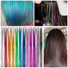 90 cm Lengte Sparkle Glanzend Haar Klatergoud Regenboog Zijde Haren Extensions Verblindt Vrouwen Hippie voor Vlechten Hoofdtooi