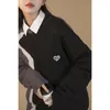 Gilets pour femmes amoureux décontracté col rond pull couleur contrastée manteau ample tendance paresseuse automne et hiver 2022 Stra22