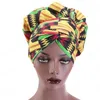 Passamontagna in stile africano Cappellino turbante di grandi dimensioni per donna Cofano foderato in raso Cappellino lungo con berretto a nastro Copricapo Foulard a doppio strato